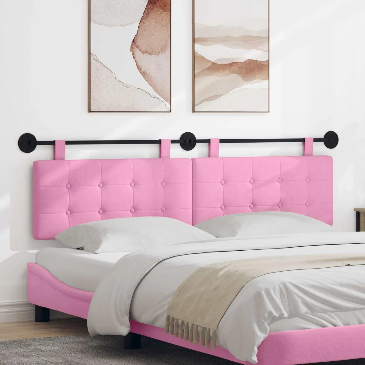 Cabecero colgante de tela con acolchado suave 170 x 55 x 5 cm, montaje en pared, juego con accesorios, cabecero de cama moderno para dormitorio y habitación de invitados