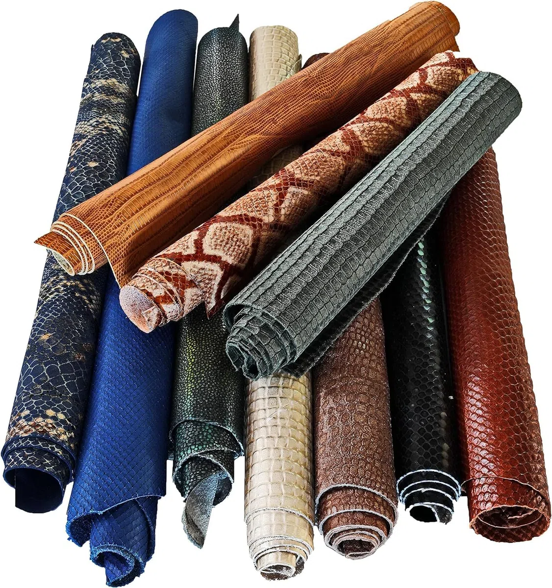 1 Kg de Recortes de Cuero – Piel Auténtica con Estampados Mixtos y Detalles en Tamaño Aleatorio – Fabricado en España– Retales Cortes de Formas Diferentes con Estampados Decorativos