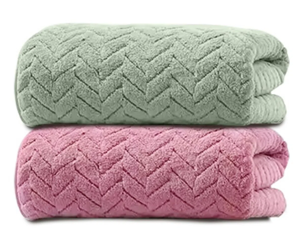 MAXOSHINE Toallas de microfibra para baño de gran tamaño, toalla de baño de vellón coral súper suave, con gancho, de secado rápido, súper absorbente, texturizada, para hombres y mujeres, 70 x 140 cm