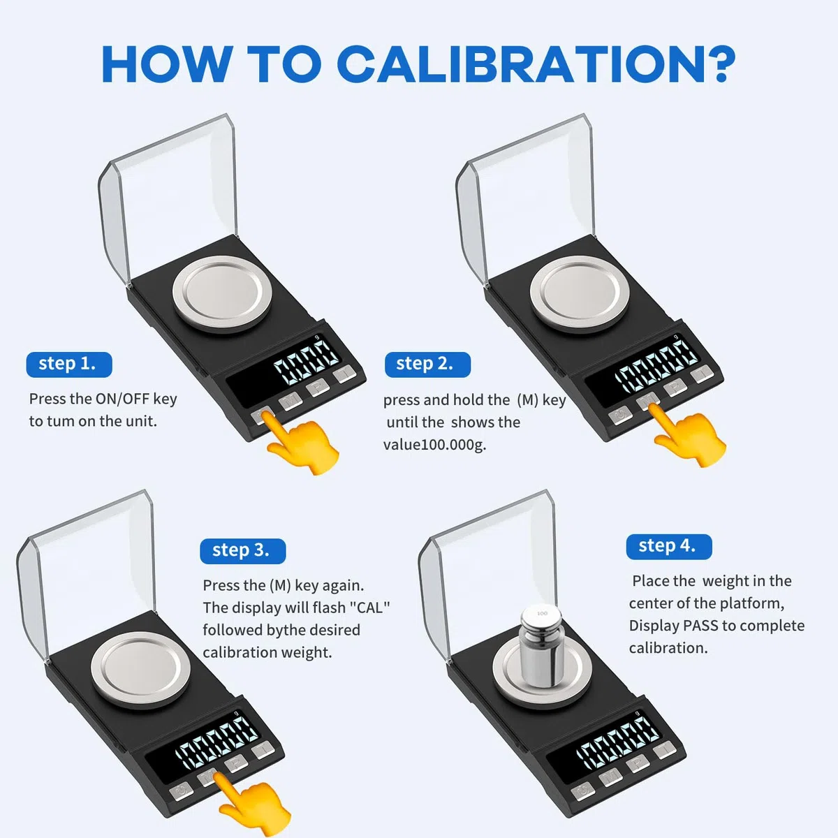 Báscula digital de miligramos de 100 g/0,001 g, recargable, báscula portátil de alta precisión, báscula de polvo, microescala para medicina en polvo, oro, gema, recarga, peso de calibración