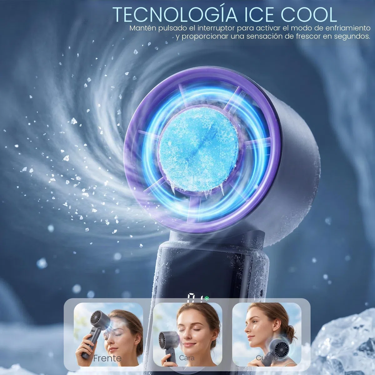 3 en 1 Ventilador Portatil Potente de Mano 5 Velocidades Ventilador Turbo con Aire Acondicionado Recargable 4000mAh Plegable Mini Ventilador Personal para Hogar Oficina Viajes Exterior