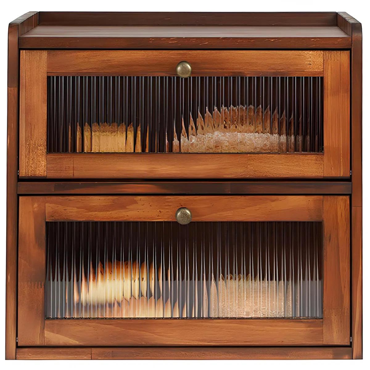 Paneras Para Guardar El Pan Caja Grande De Madera Maciza Doble Panera Madera Para Guardar ReposteríA Con Puerta AcríLica MagnéTica Bread Bin (Marrón)