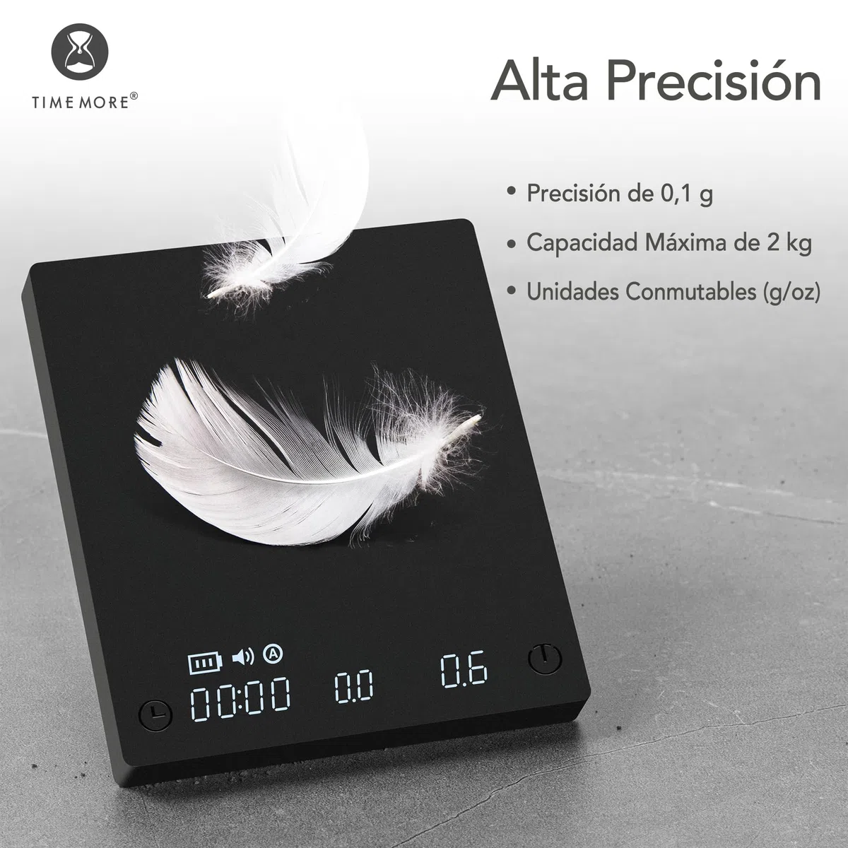 TIMEMORE Black Mirror Mini, balanza digital para café con temporizador, 2 kg/0,1 g, función de flujo, compacta y portátil, almohadilla protectora de silicona, balanza para espresso, negra