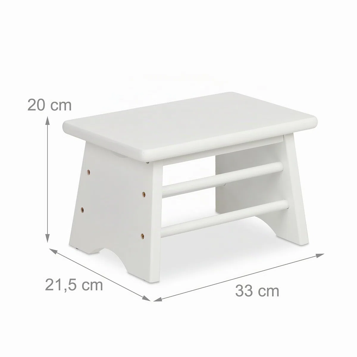 Relaxdays Taburete Bajo Bambú, Resiste hasta 100 kg, Reposapiés Resistente, 20 x 33 x 21,5 cm, Banqueta Baño, Blanco