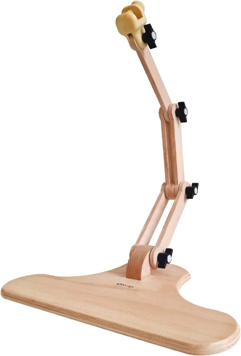 Nurge Soporte de mesa de bordado ajustable, soporte de aro de punto de cruz, soporte de aro de bordado, madera natural pulida a mano (soporte de bordado 190-4)