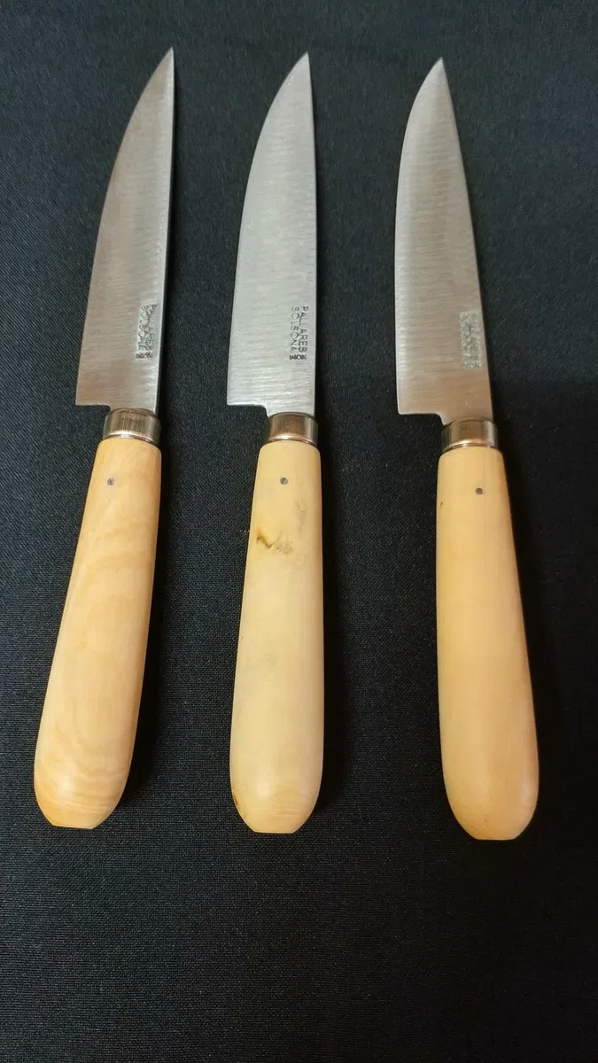 PALLARES CUCHILLO COCINA MANGO REDONDO MADERA DE BOJ ACERO INOXIDABLE 8cm.