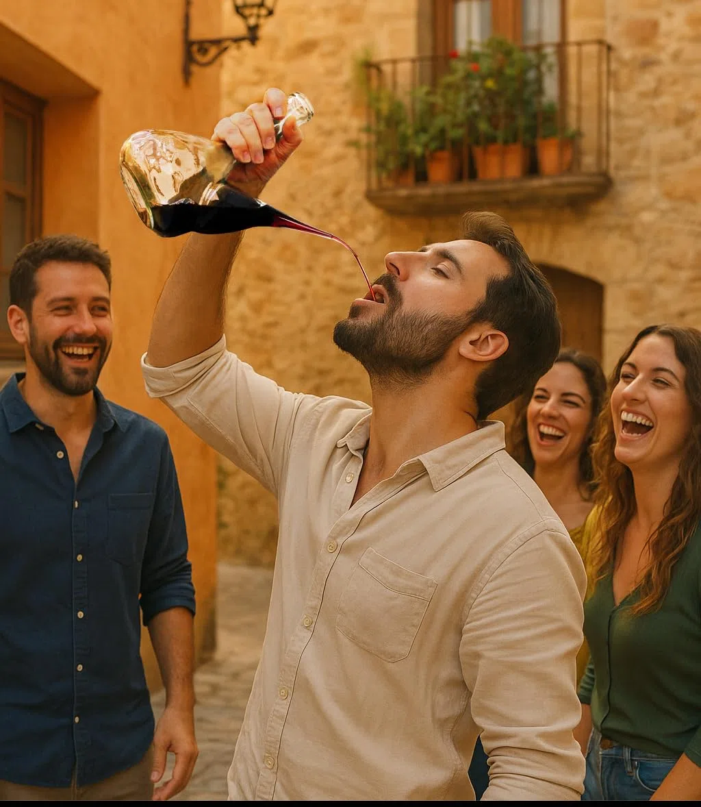 Porron de Vidrio Artesano. Porrón de Vino de Cristal 1000 ml. Decantador vino Barral. dispensador vino, aceite y cerveza 1l. Fabricado en España. Fabricado a Mano. Vidrio 100% Reciclado. (1000ML)