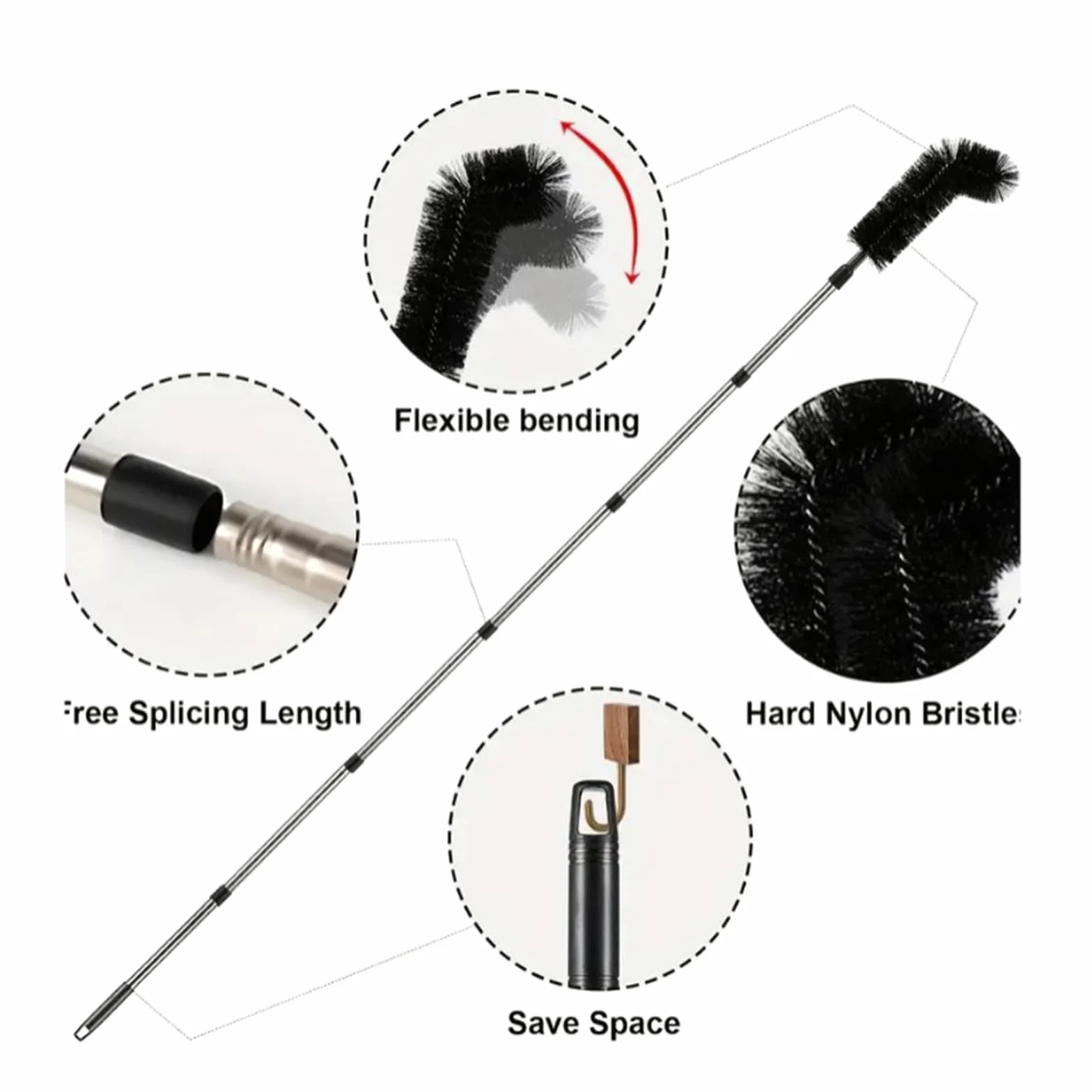 Juego de herramientas profesionales de limpieza de canalones con mango antideslizante, ideal para patio, techo, drenaje de gas y mantenimiento de pared, eficiente limpiador de drenaje de cabezal de