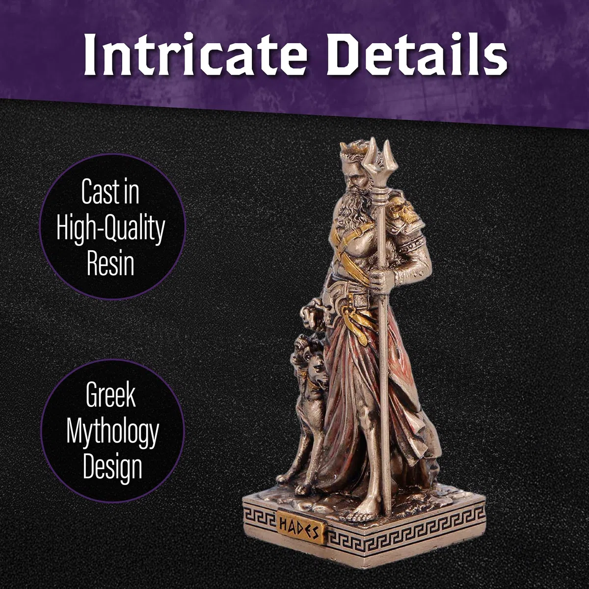 Nemesis Now Hades Dios del Inframundo (Mini) 9 cm - Figura de Resina Resistente de mitología Griega con Cerberus, Estatua clásica de Bronce para decoración Coleccionable
