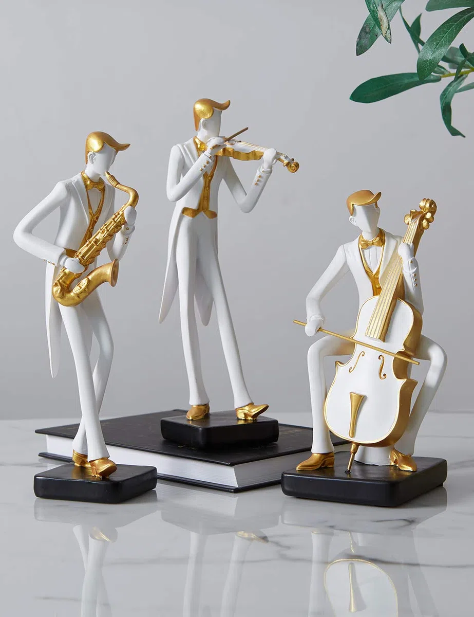 HAUCOZE Adorno Musical Estatua de Músico Escultura Violonchelo Figura Modern Decoración Arte Hogar Regalo para Familiares Amigos Amantes 22cm