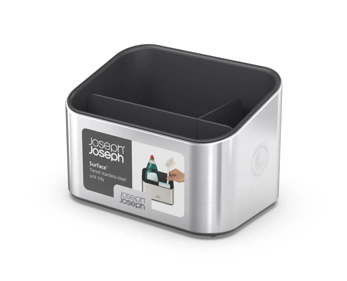 Joseph Joseph Surface, Organizador de fregadero en acero inoxidable, base antideslizante, Gris