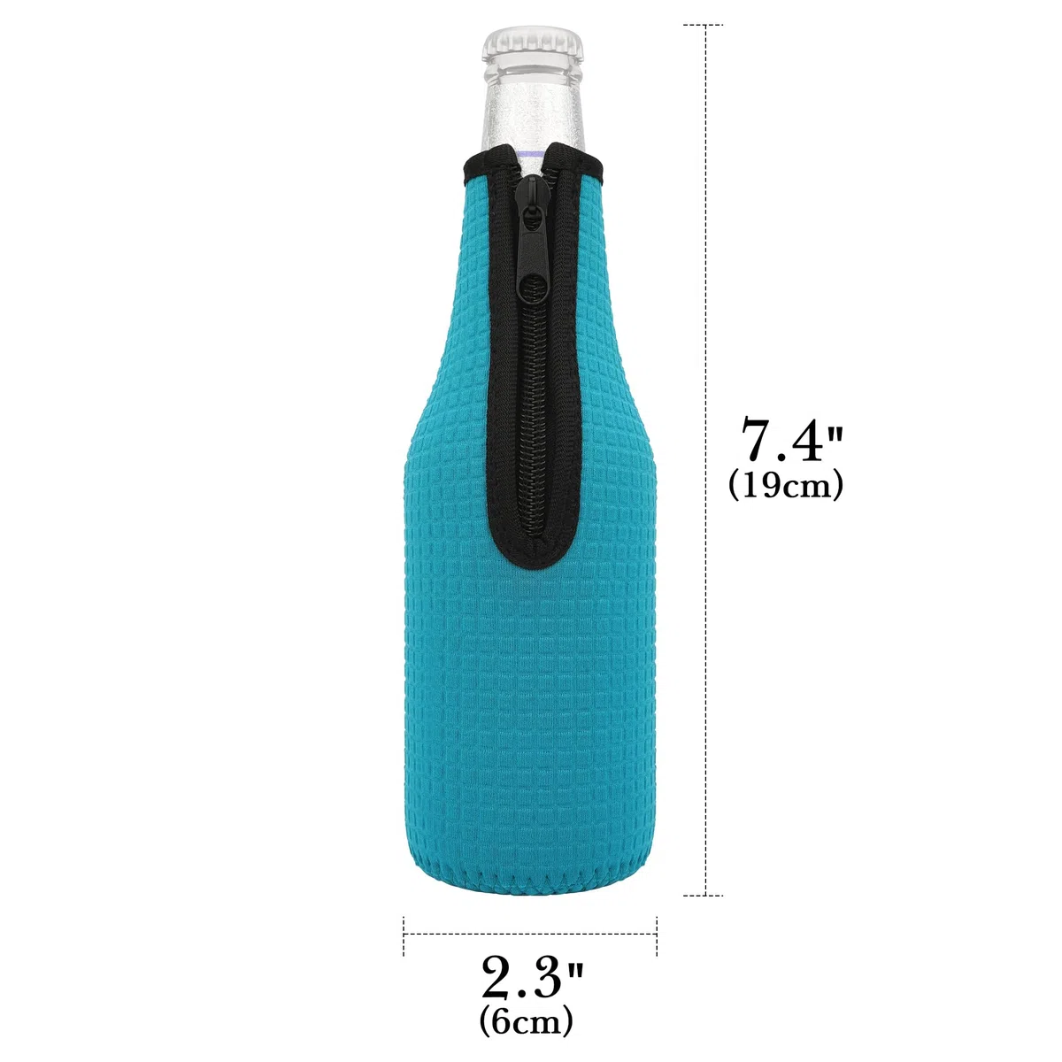 Linkidea Paquete de 4 enfriadores de vidrio para botellas de cerveza de 12 onzas, aislantes de neopreno grueso antideslizante, fundas para botellas de cerveza con cremallera (negro/azul/rojo/amarillo)