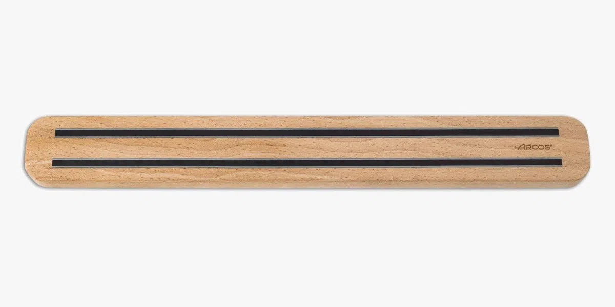 Arcos Soporte Magnético para Cuchillos de Madera de Haya, 40 cm x 5 cm, Marrón, Almacenamiento Seguro y Elegante para Cocina