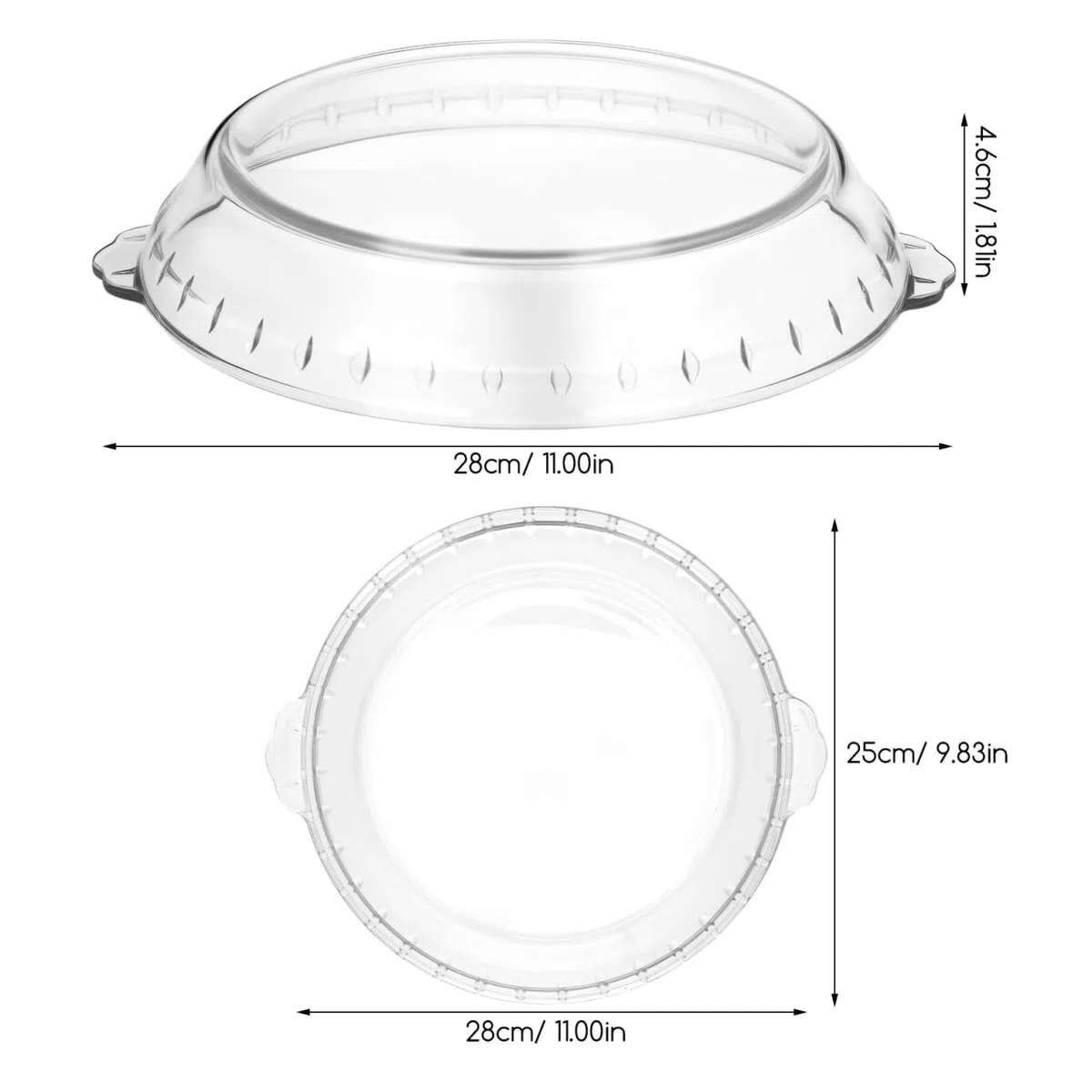 Ciieeo Molde de Vidrio Redondo para Tarta de 25 cm con Tapa Antisalpicaduras para Microondas, Bandeja de Vidrio Transparente para Hornear Pastel y Flan, Fuente para Horno y Cocina Al Vapor (10 Pulgada