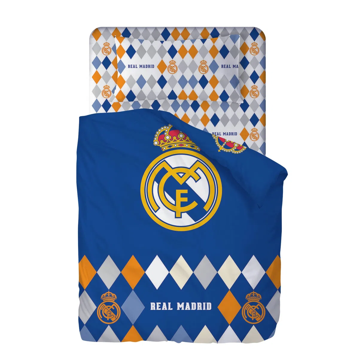 Real Madrid CF - Sábanas Rombos Real Madrid Cama 90 cm. (3 piezas)