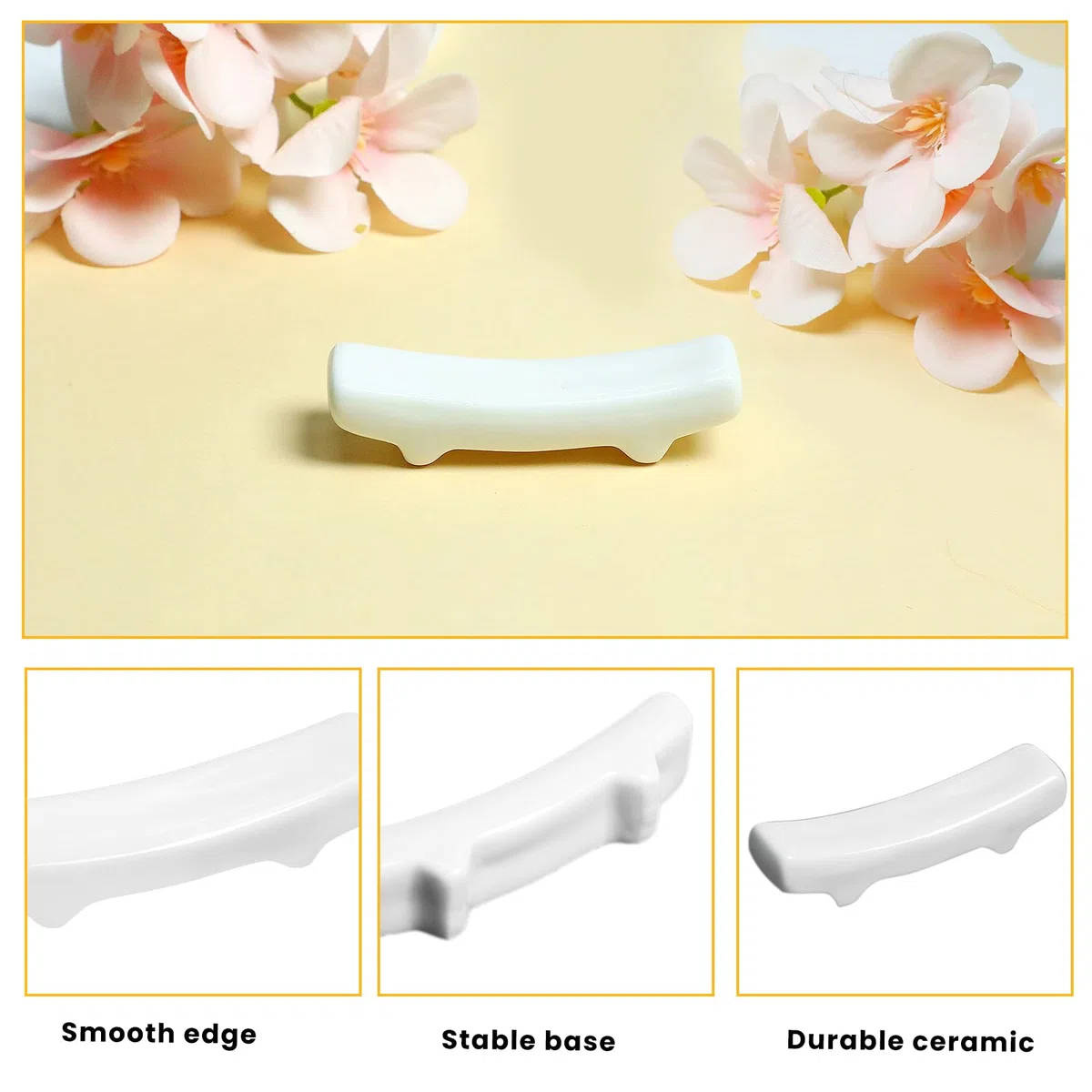 12 soportes para palillos de cerámica blanca, soporte para palillos chinos de porcelana para comida china, hogar, hotel, adornos de encimera Resta