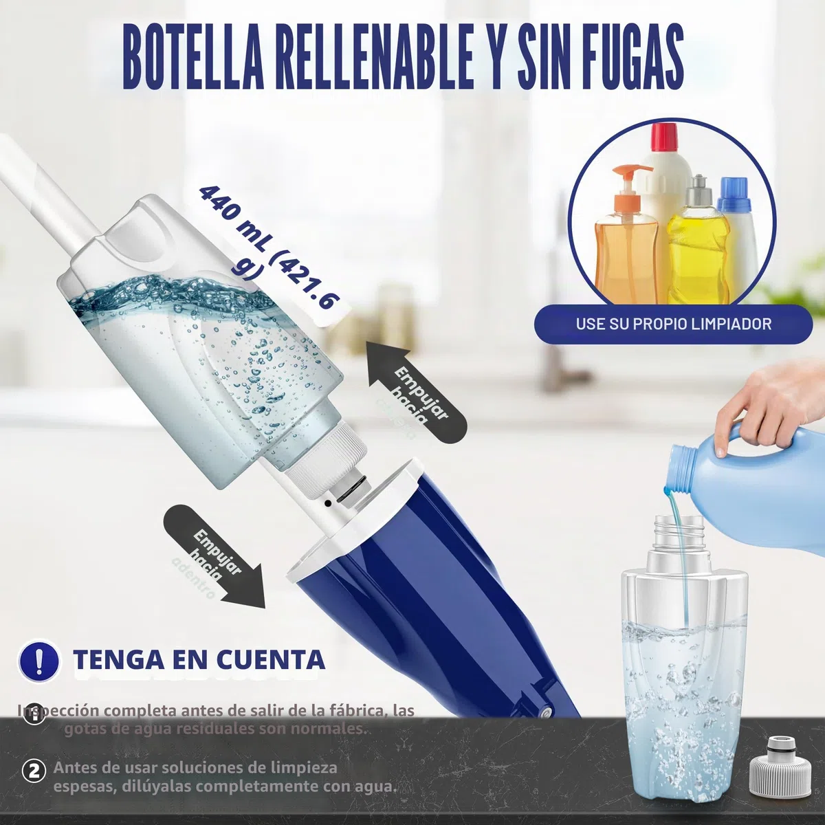 Mopa con Pulverizador Fregona Mopa- EXEGO Mopas de Limpieza Suelos con 3 Almohadilla de Microfibra Spray Mop Fregona Microfibra con 440ML Botella Recargables para Laminado, Teja, Suelo de Madera