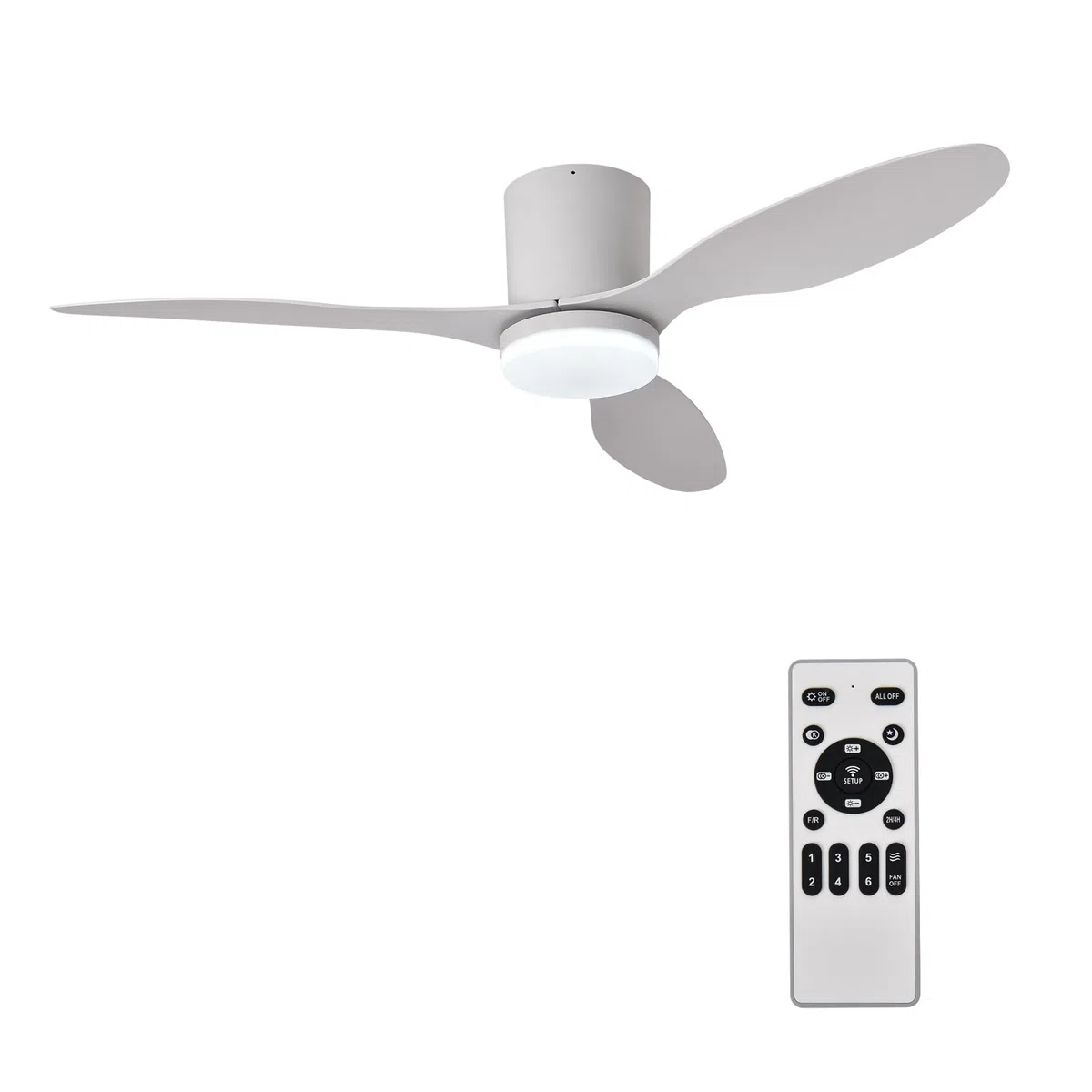 Ventilador de Techo con Luz y Mando a Distancia, 106cm, Motor DC Silencioso de Bajo Consumo, 3 Aspas de Plástico Premium Blanco (Anticorrosión), LED Regulable 3 Tonos, para Dormitorio y Salón