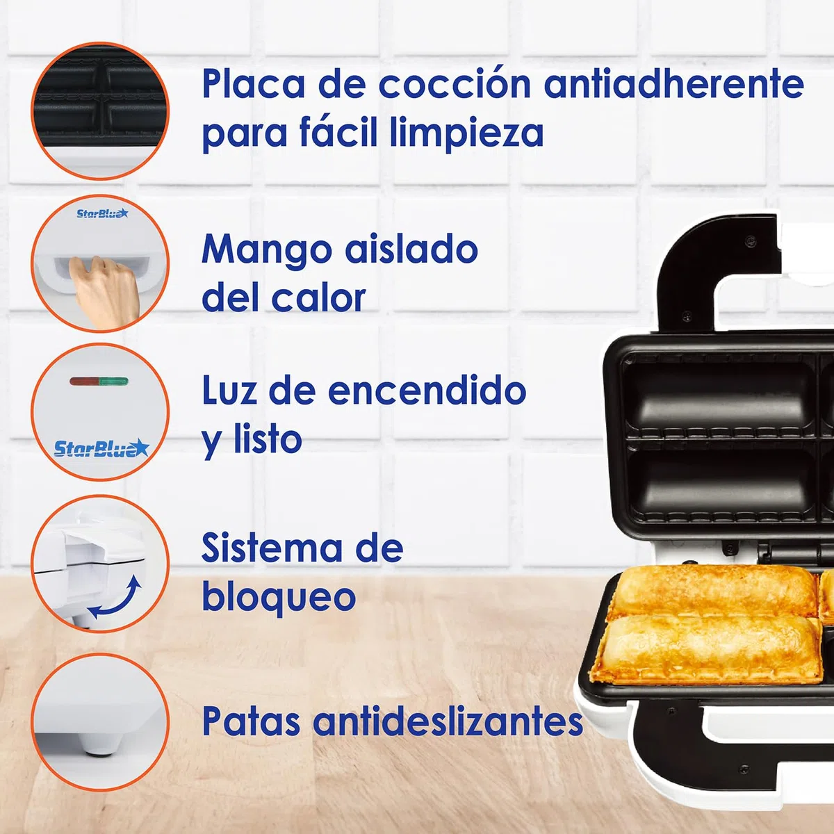StarBlue - Máquina para hacer rollos de salchichas con libro electrónico de recetas gratis, 220-240 V 50/60 Hz 850 W Enchufe del Reino Unido Y Adaptador Europeo