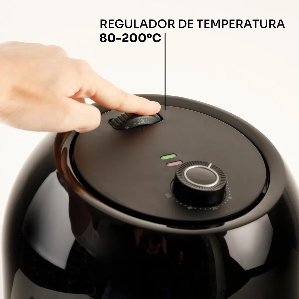 Mellerware - Freidora sin Aceite Crunchy Medium 1000W, 3,5 l, Temporizador Programable, Air Fryer 80-200ºC, Sin BPA/PFOA, Freidora de Aire Análogica, Negro
