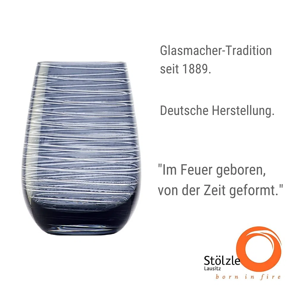 Stölzle Lausitz Vasos Twister Gris Humo Set de 6 – 465 ml – Vasos de cristal sin plomo para agua zumo y cócteles – Resistentes a golpes y aptos para lavavajillas – Diseño moderno hecho en Alemania