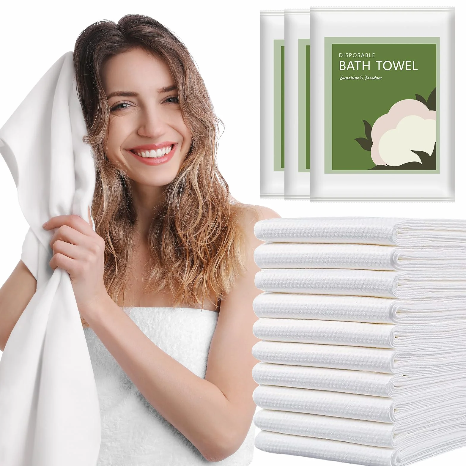 Toalla de Baño Desechable 10pcs, Toallas de Ducha Desechables de Portátil, Toalla Engrosada Desechable para Viajes Hoteles Campings Salones de Belleza SPA (70 x 140 cm)