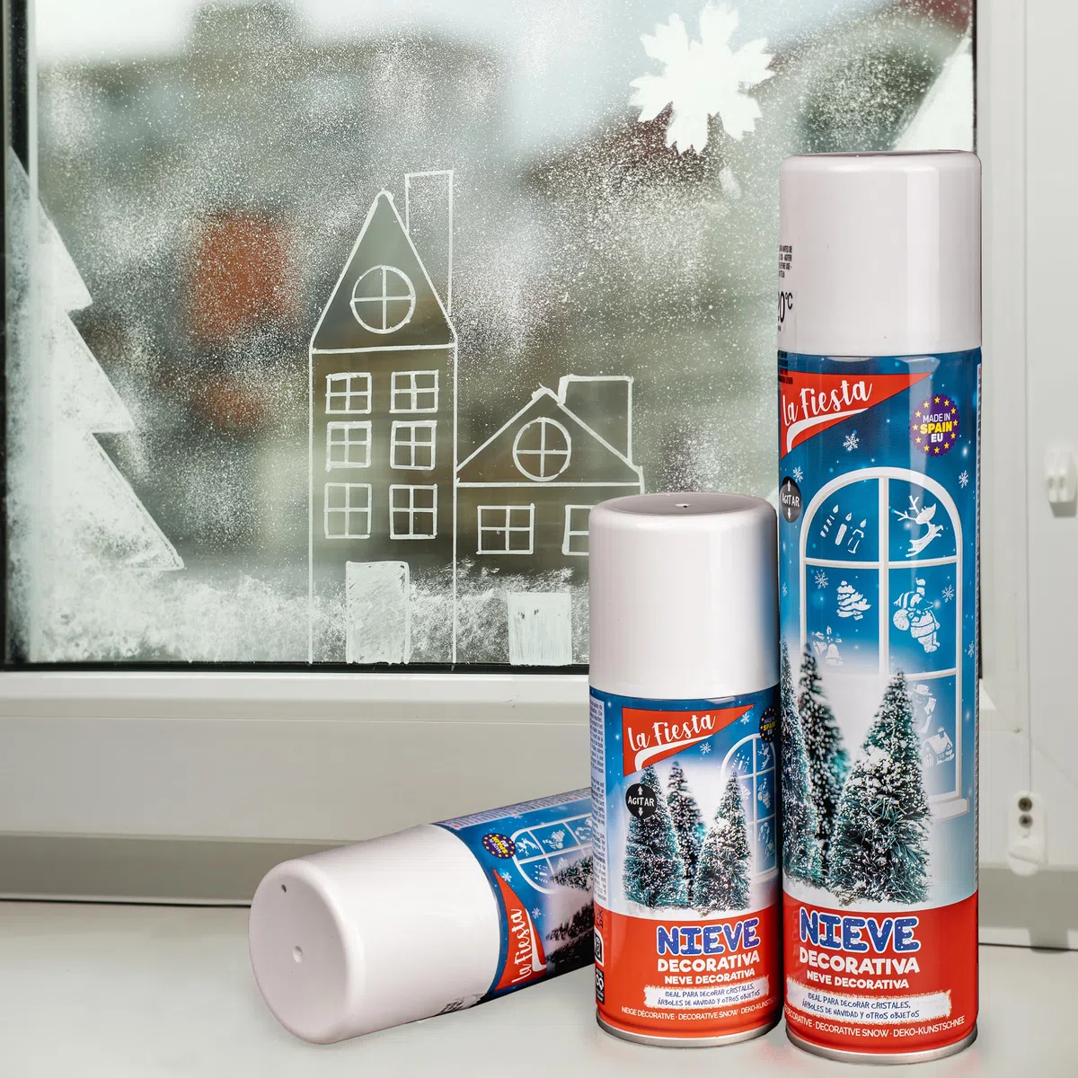 BESCH Espuma Nieve Artificial Spray Decoración Navidad para Arbol, Pulverización de Nieve, Bote Spray Efecto Nieve, Copos de Nieve (Nieve Decorativa 300ml, Pack 6)
