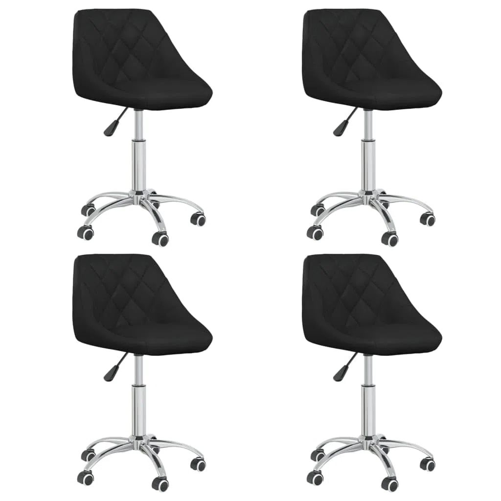 Sillas de comedor giratorias de 360 grados, 4 unidades, altura regulable, giratoria, color negro, piel sintética con ruedas