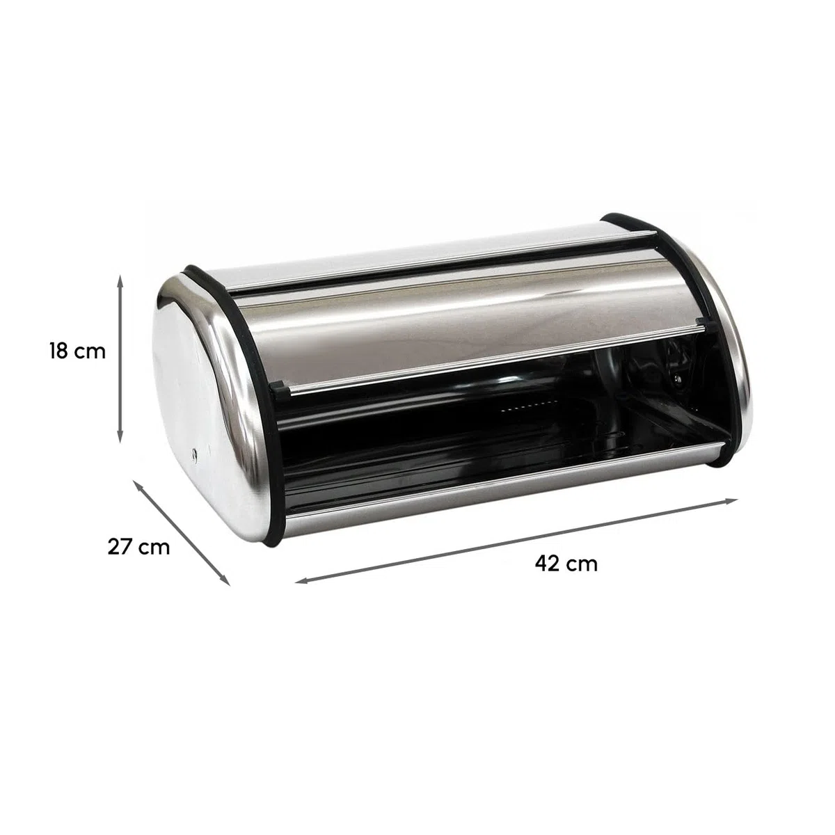 LOLAhome - Panera de Acero Inoxidable con Tapa Ideal para Guardar el Pan Fresco. Almacenaje de Cocina Elegante y Duradero. 42x27x18 cm