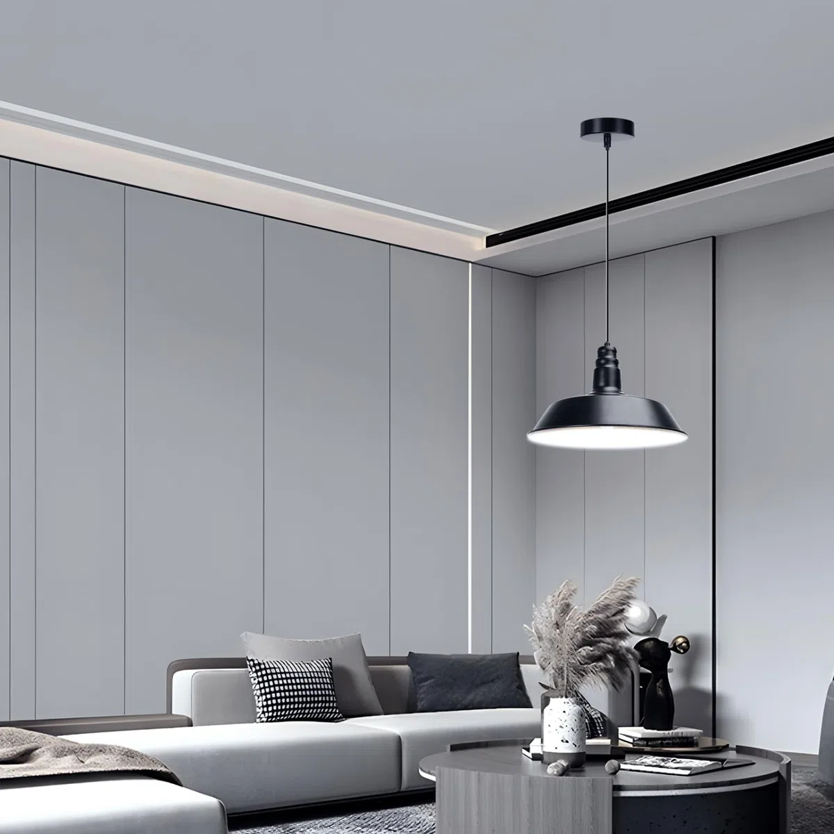 Aigostar Lámpara de techo Metal Lámpara Colgante negro y oro hemisférico E27 Industrial Estilo moderno para decorar el salón， pasillo， dormitorio， comedor etc