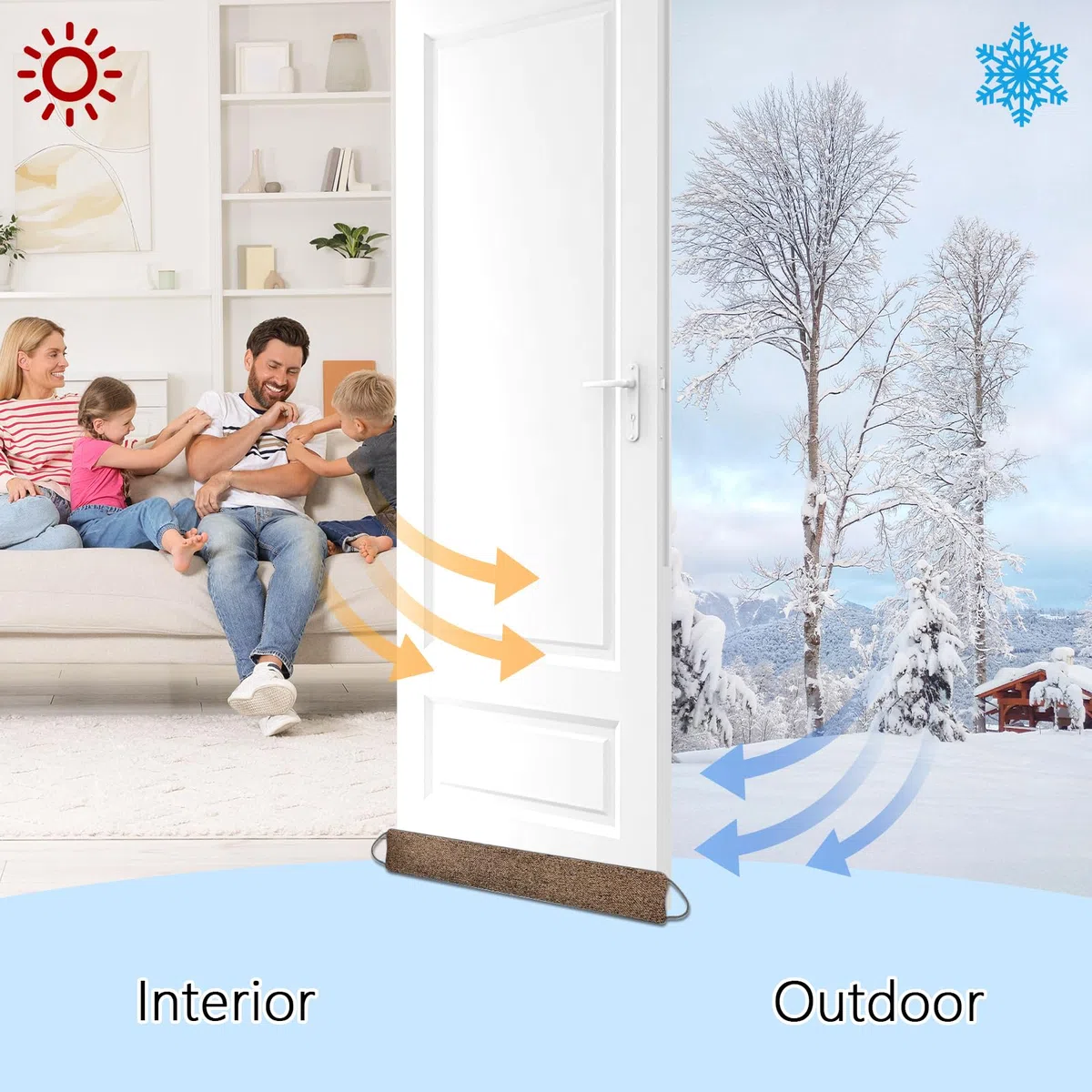 91cm Burlete Puertas, Burlete Protector contra Frío y Viento, Tapón de Bajo Puerta, Burlete Ventana para Sala de Estar, Dormitorio, Cocina (Marrón)