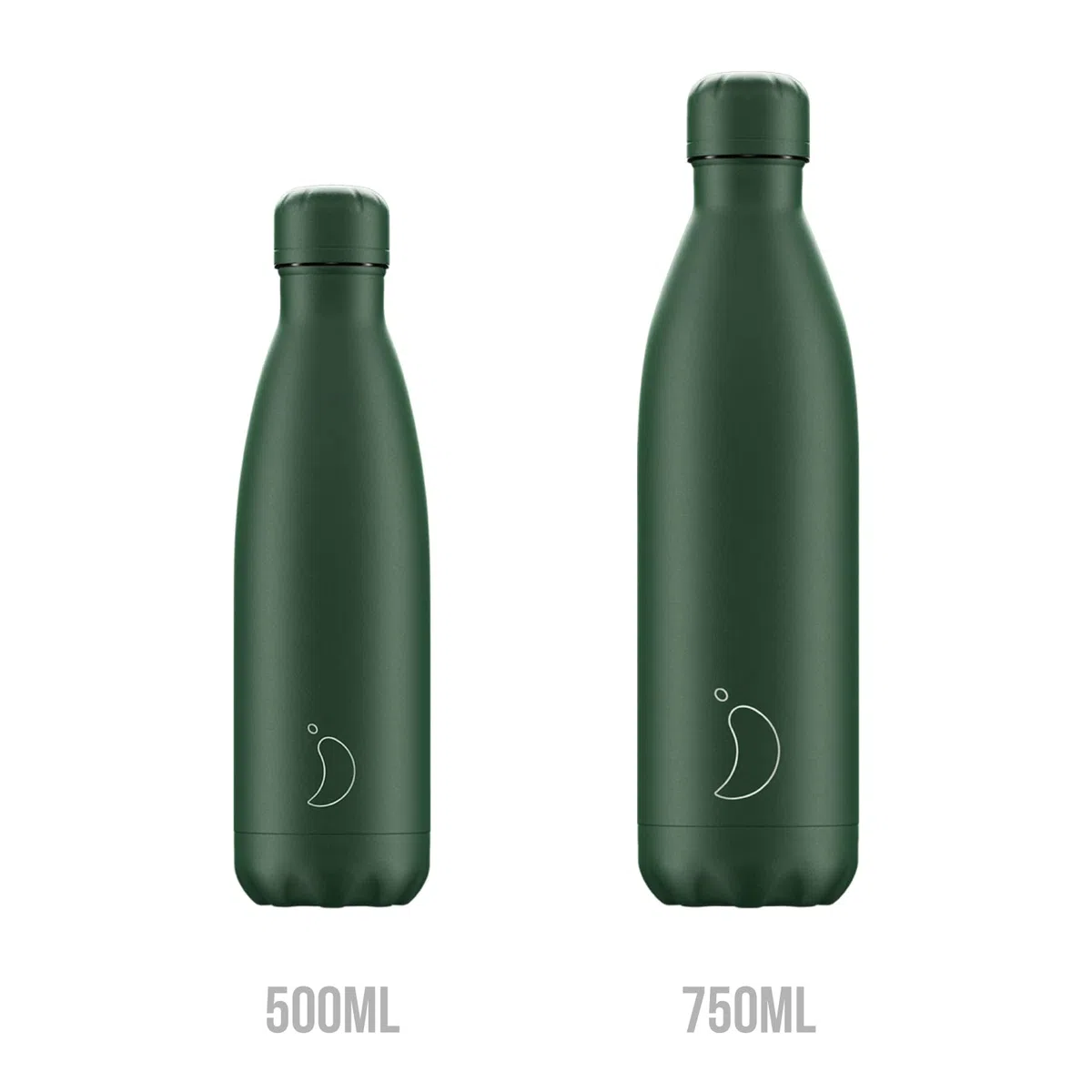 Chilly's Botella de agua Original: Botella de Agua de Acero Inoxidable Aislada al Vacío, Termo Reutilizable para Bebidas Calientes y Frías - a Prueba de Fugas, Sin Sudor - Matte - All Green, 500ml
