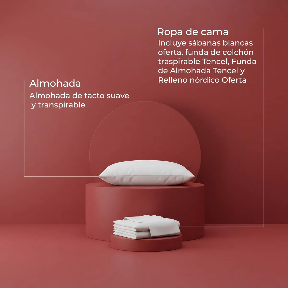 MAXCOLCHON Pack Universitario de Descanso Completo con Colchon Viscoelastico y Base Tapizada Partida para Dormitorios de Estudiantes, Incluye Almohada y Ropa de Cama Blanca, Gris (135x190 cm)