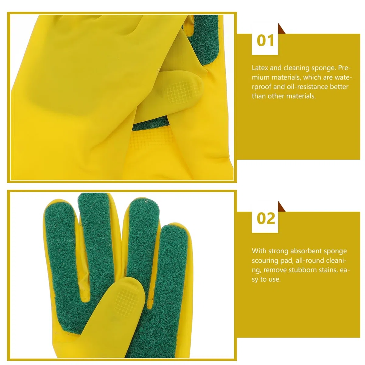 VALICLUD Guantes De Cocina Con Estropajo De LáTex Reutilizables Para Lavar Platos Y Limpieza DoméStica Talla 12.2 Pulgadas