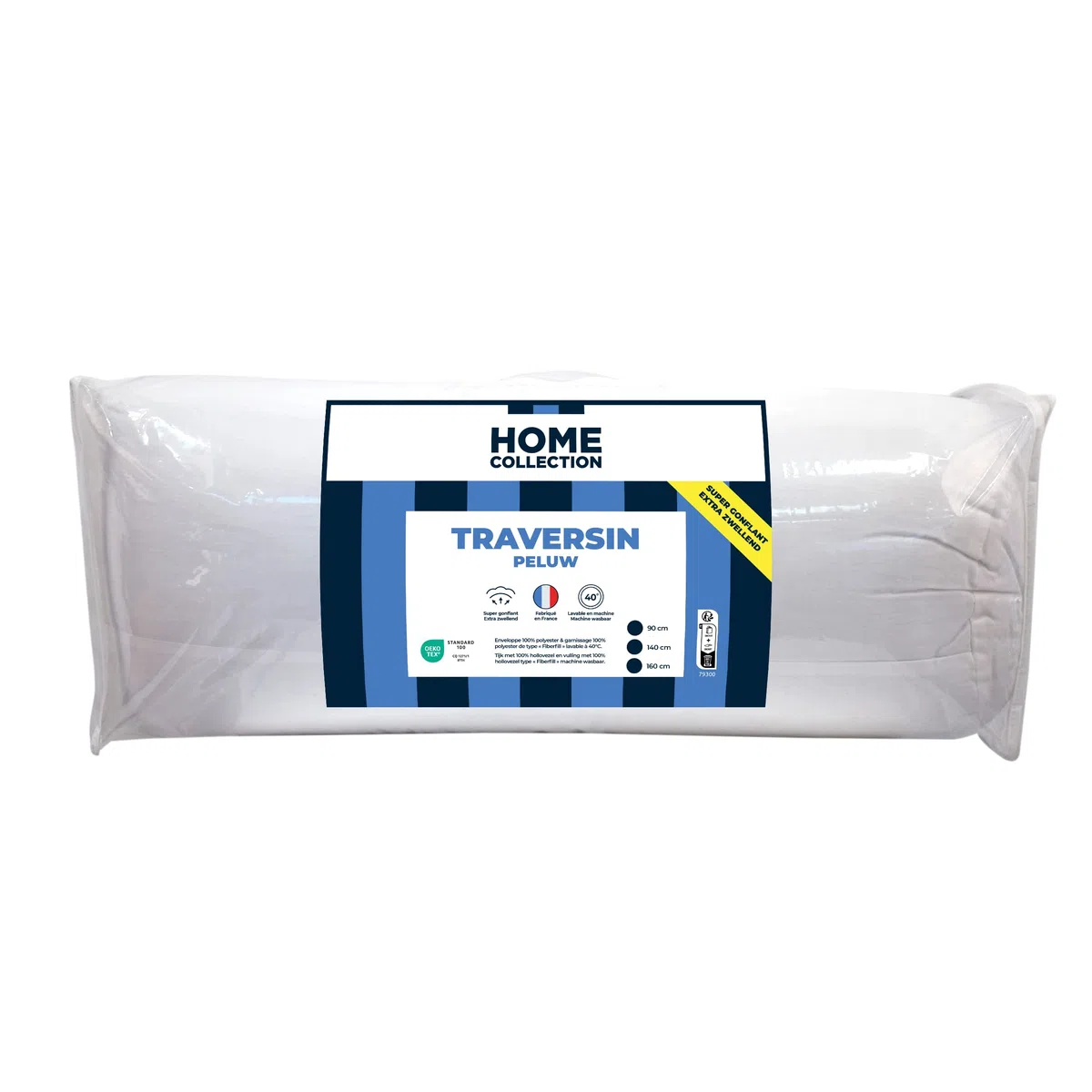 Bleu Câlin Home Collection, Traversin Esponjoso para 2 Personas, 160 cm, sobre poliéster