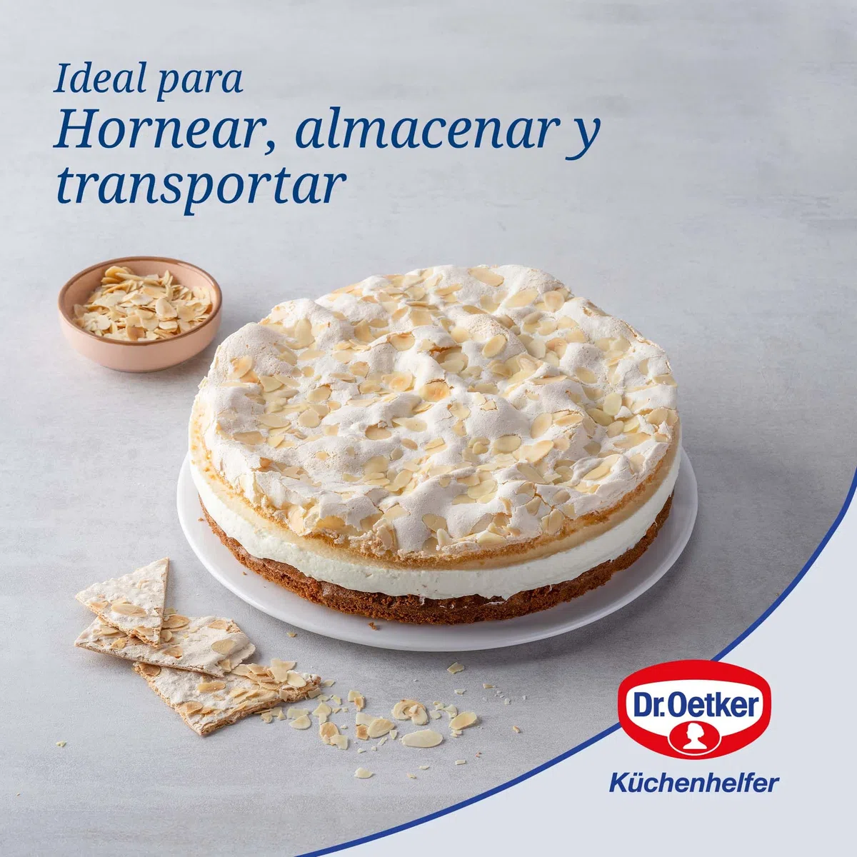 Dr. Oetker Bake&Go Molde Hornear Redondo Desmontable con Tapa para Transportarr y Almacenar, 26 cm Diámetro, Acero con Revestimiento Antiadherente, Color negro, 1 ud.