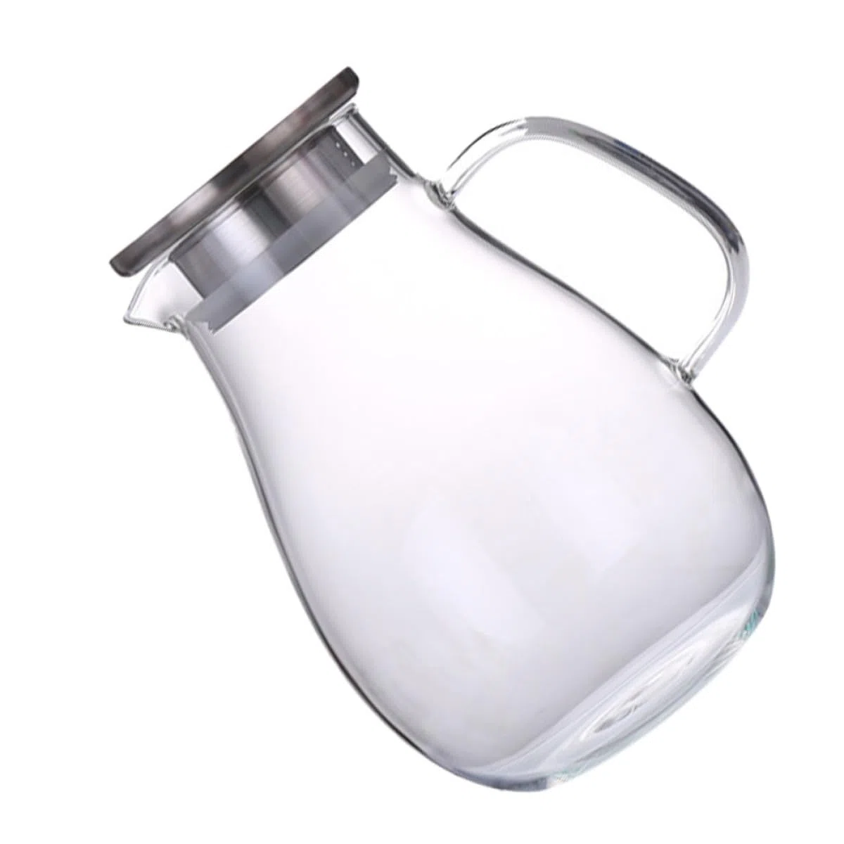 NOLITOY Jarra de Agua Fácil de Limpiar de Vidrio Gran Capacidad y Tapa de Acero Inoxidable y Conveniente para Servir Hogar o Fiestas