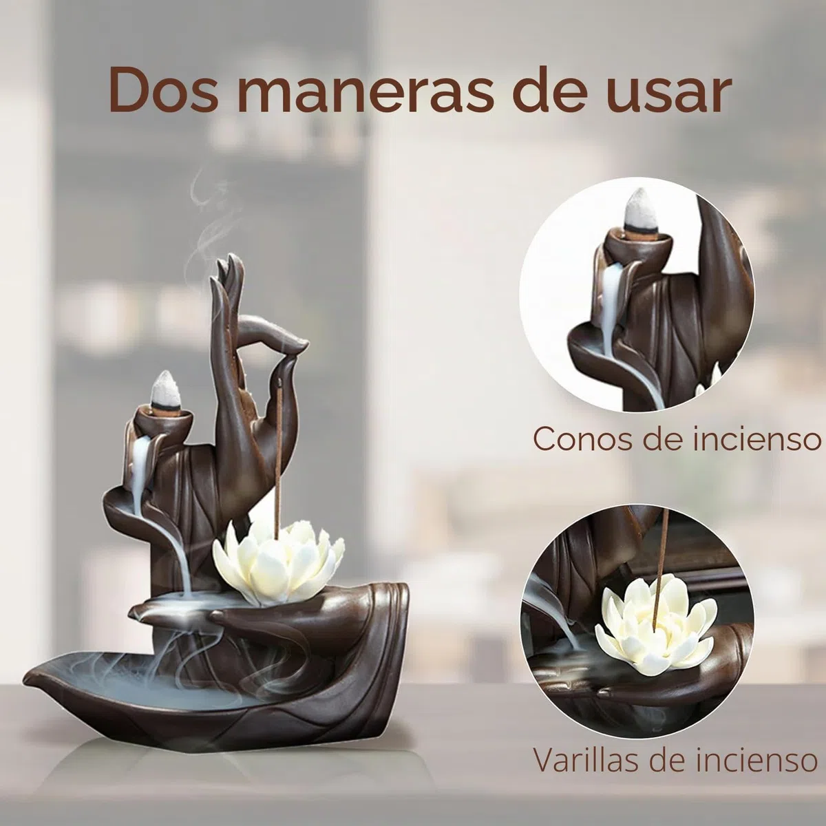 XUDREZ Quemador de Incienso, diseño Zen de Loto Porta Incienso con 20pcs Conos de reflujo, incensario de cerámica decoración del hogar