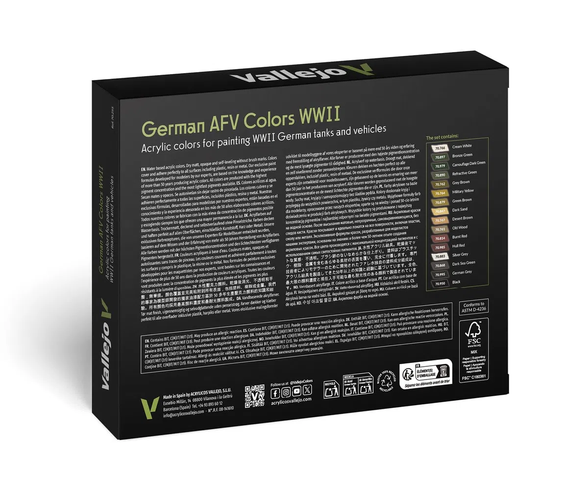 Vallejo Model Color Set 70255 German AFV Colors WWII (16x18ml)