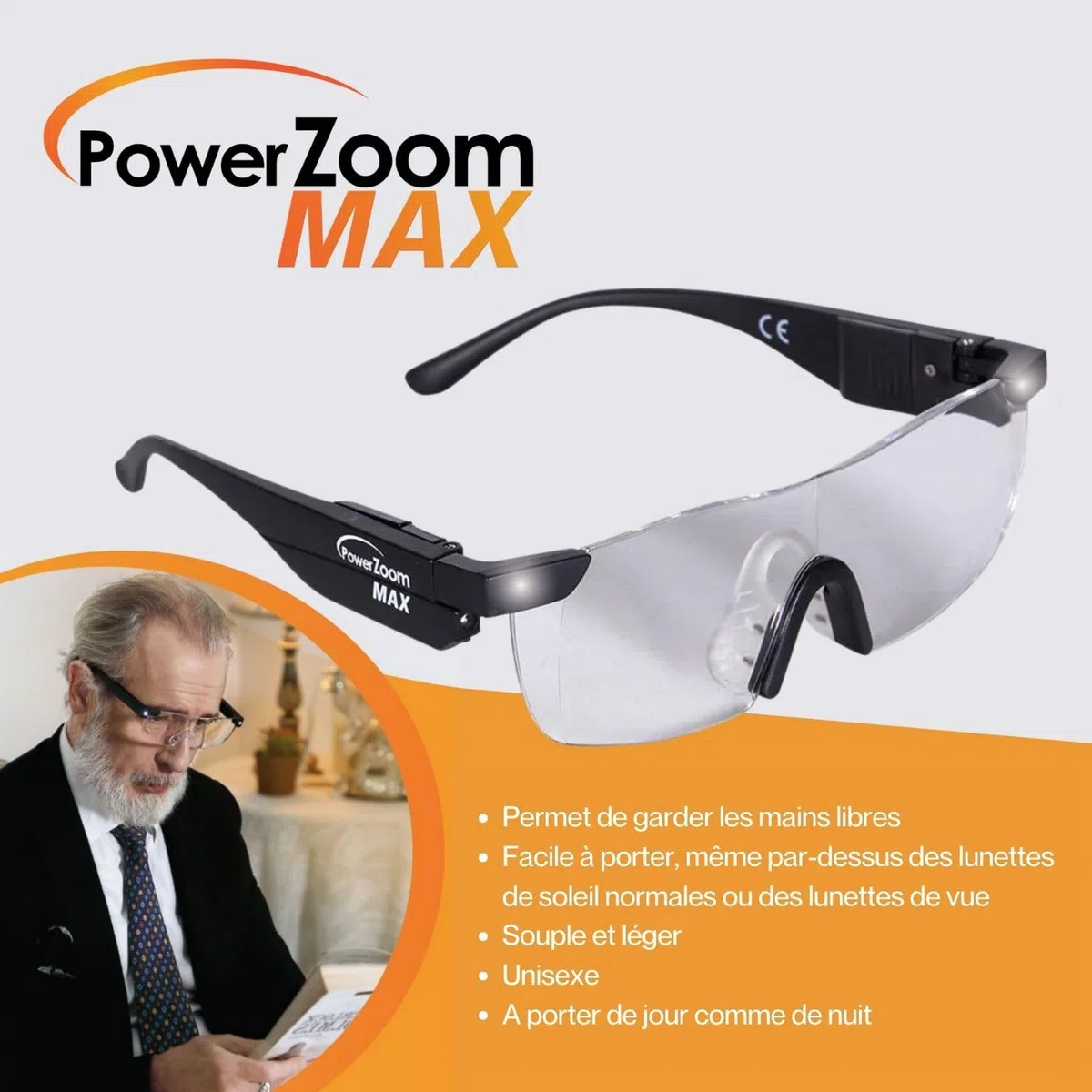 Gafas de Aumento +160% con Luz LED - Zoom para Leer - Trabajos de Precisión - Pintar Miniaturas - Ampliación Instantánea - (Pack 2 Unidades + 1 Gafas Sol)