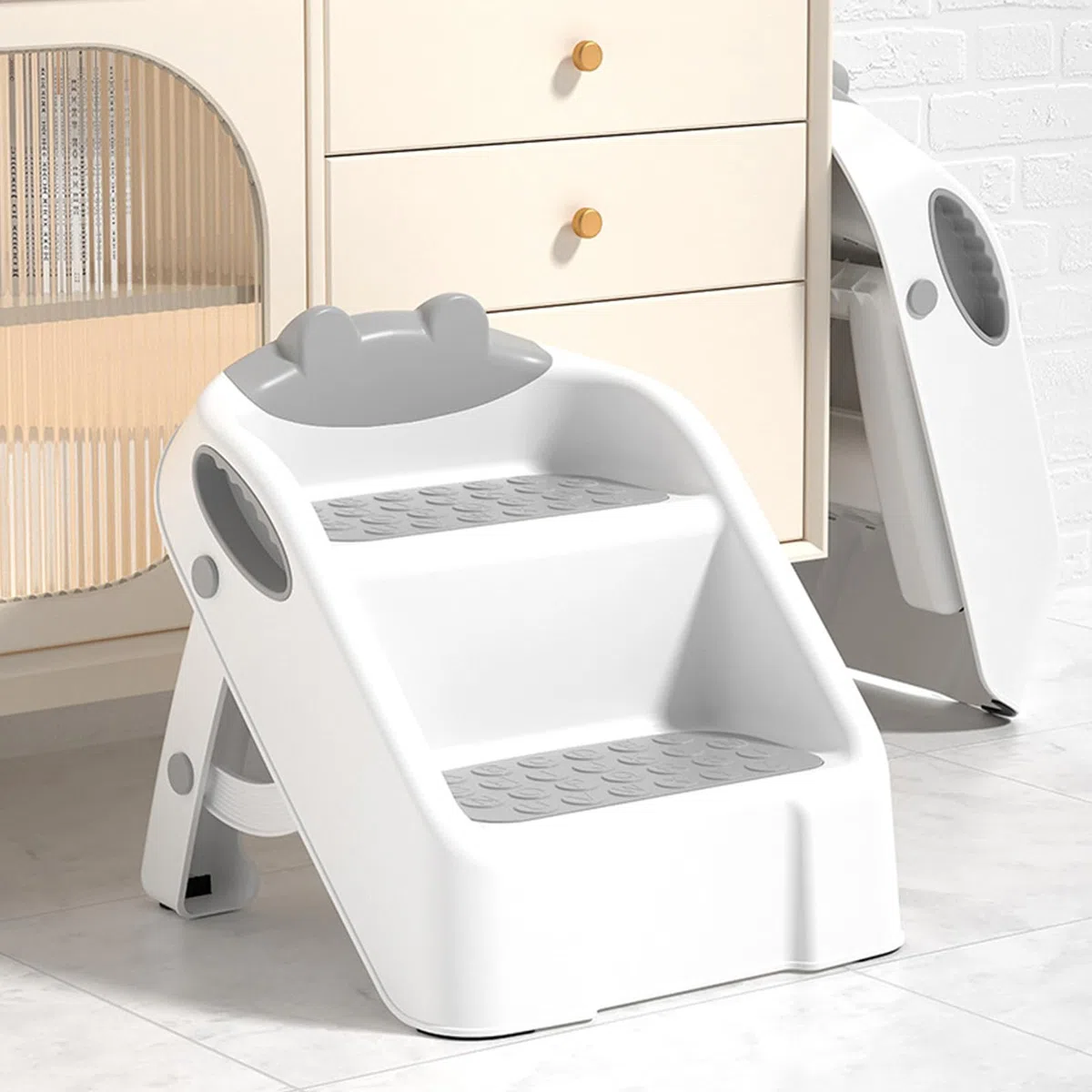 Taburete Escalón Infantil Escalera de Seguridad Lavado Fácil de Manos | Taburete Escalón 2 Niveles Plegable Ligero Para Niños Inodoro, Lavabo, Dormitorio, Encimera