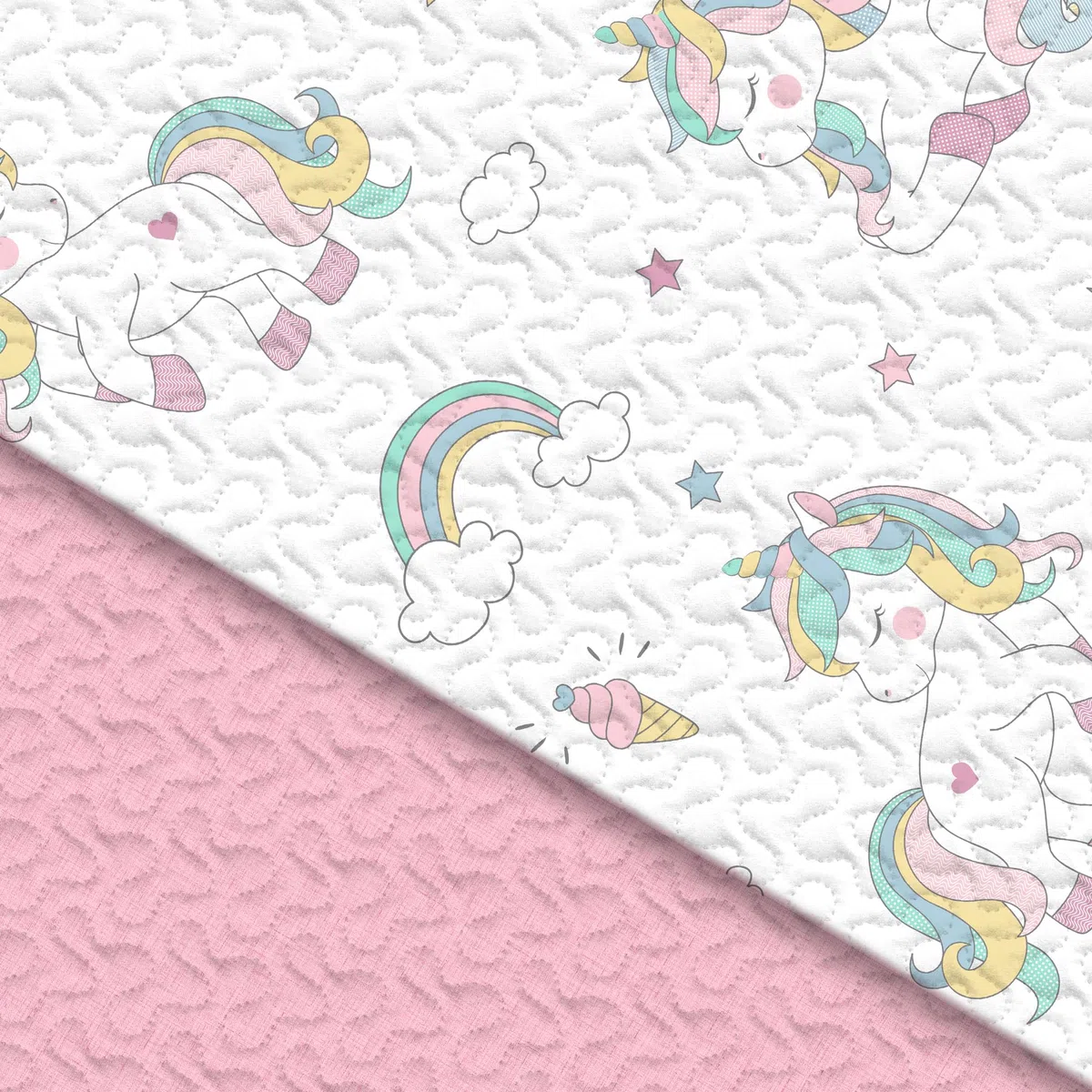 Victorio & Lucchino Colcha Infantil de Verano y Primavera. Ligera Colcha cubrecama de Microfibra. Incluye Funda de cojín. (Unicorn con COJÍN, Cama 90cm)