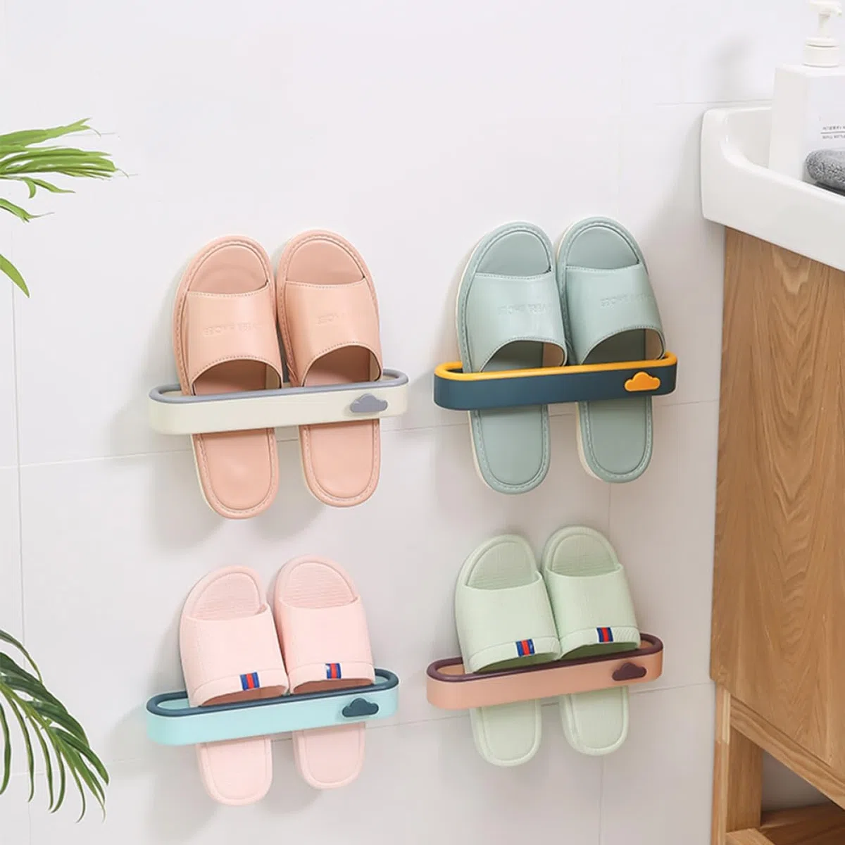 Alipis 4piezas Estante para Zapatos De Baño Organizador De Zapatos Percheros De Pared Ahorra Espacio