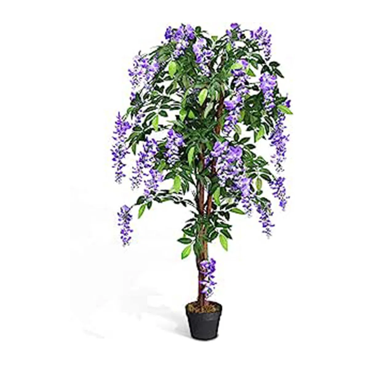 GOPLUS Planta Artificial Ficus Benjamin/Wisteria árbol/Phoenix Palm, árbol Artificial con Flores de 150 cm de Alto, Plantas Artificiales en Maceta, Plantas de Interior Artificiales harina de plástico