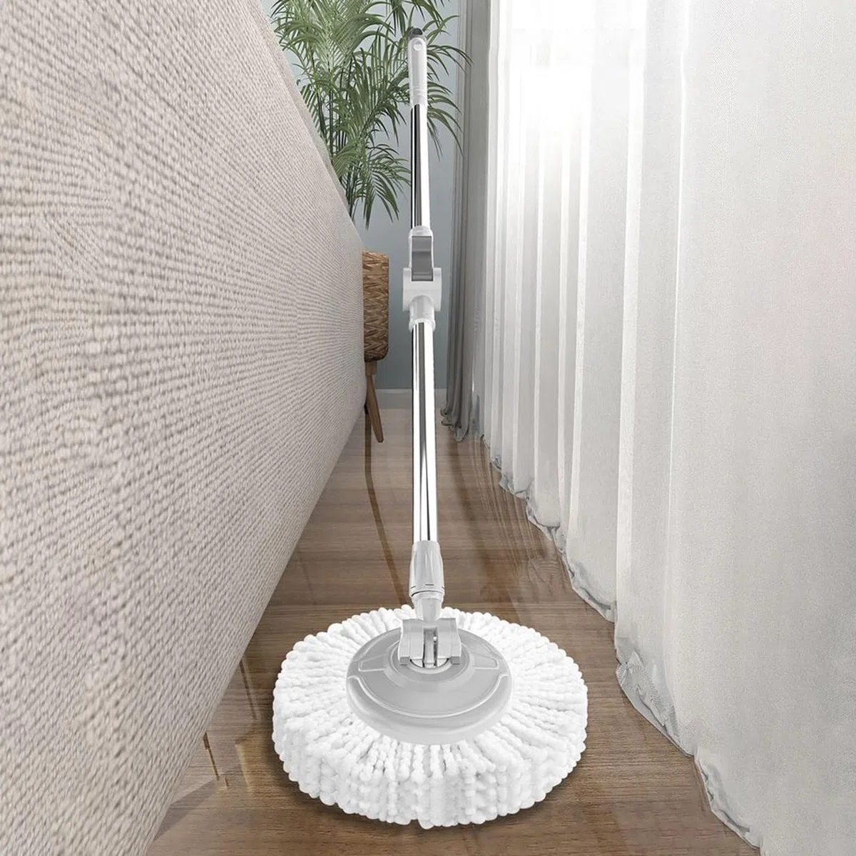 Fregona Y Cubo De Limpieza Hogar Compacto Ligero Mango Ajustable Doméstico | Kit Completo De Fregona Y Cubo Con Rotación 360 Grados Autotorsión Apta Para Suelos De Madera, Baldosas, Mármol, Baño,