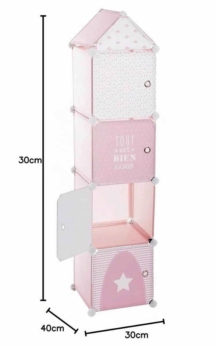 Atmosphera - Compartimentos de Almacenamiento Infantil 'Colonne' - Rosa 34 x 139 cm