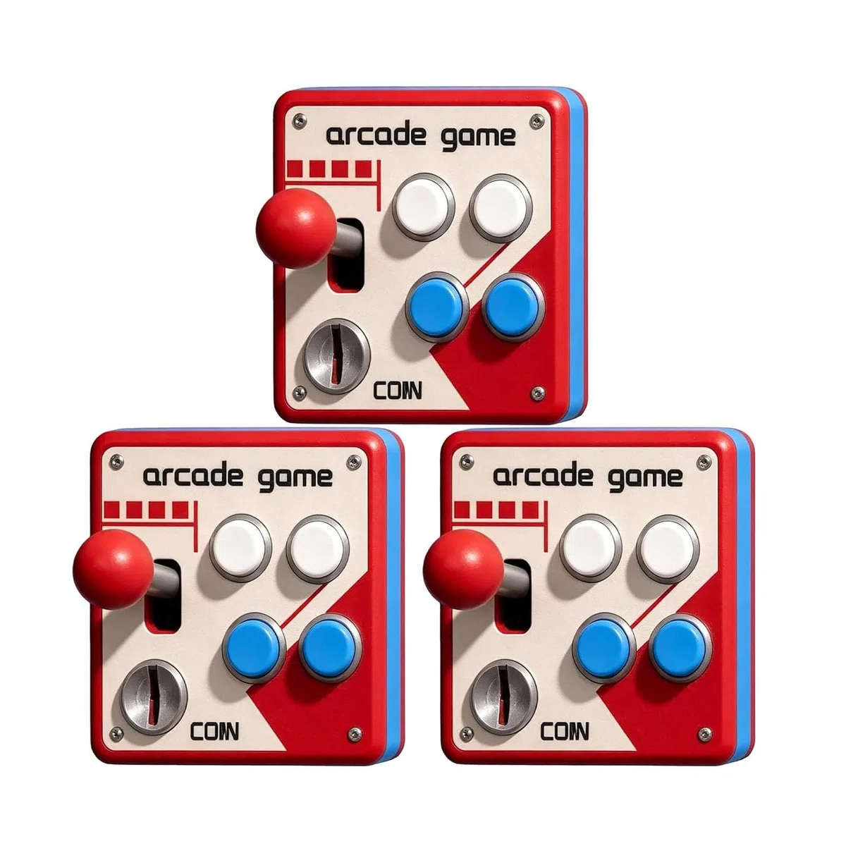 Panel de interruptores de arcade retro, cubierta de interruptor de luz de arcade, adorno de pared vintage para sala de juegos con joystick y botones coloridos, decoración de pared estilo (3Pcs)