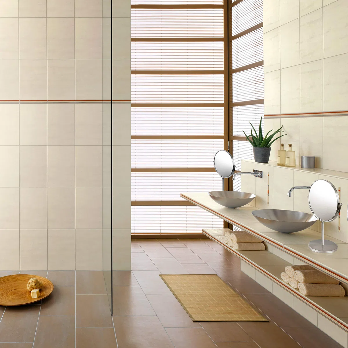 Exclusivo Espejo cosmético de Acero Inoxidable con 5 aumentos | Baño Lámpara LED Maquillaje Espejo de vanidad Espejo de Mesa WC (Acero Inoxidable (Cepillado), 5X)