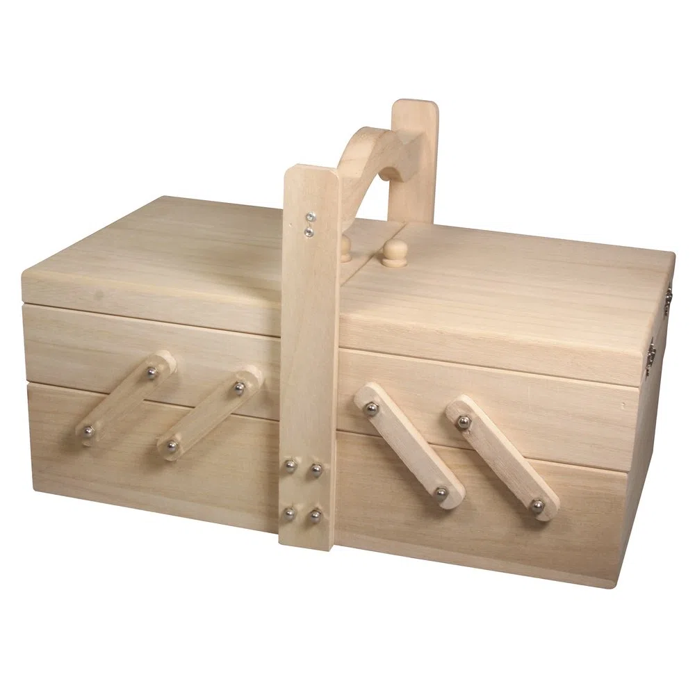 Rayher Caja de Costura en Madera, 34,5x20x21,5 cm, con asa, 48216000