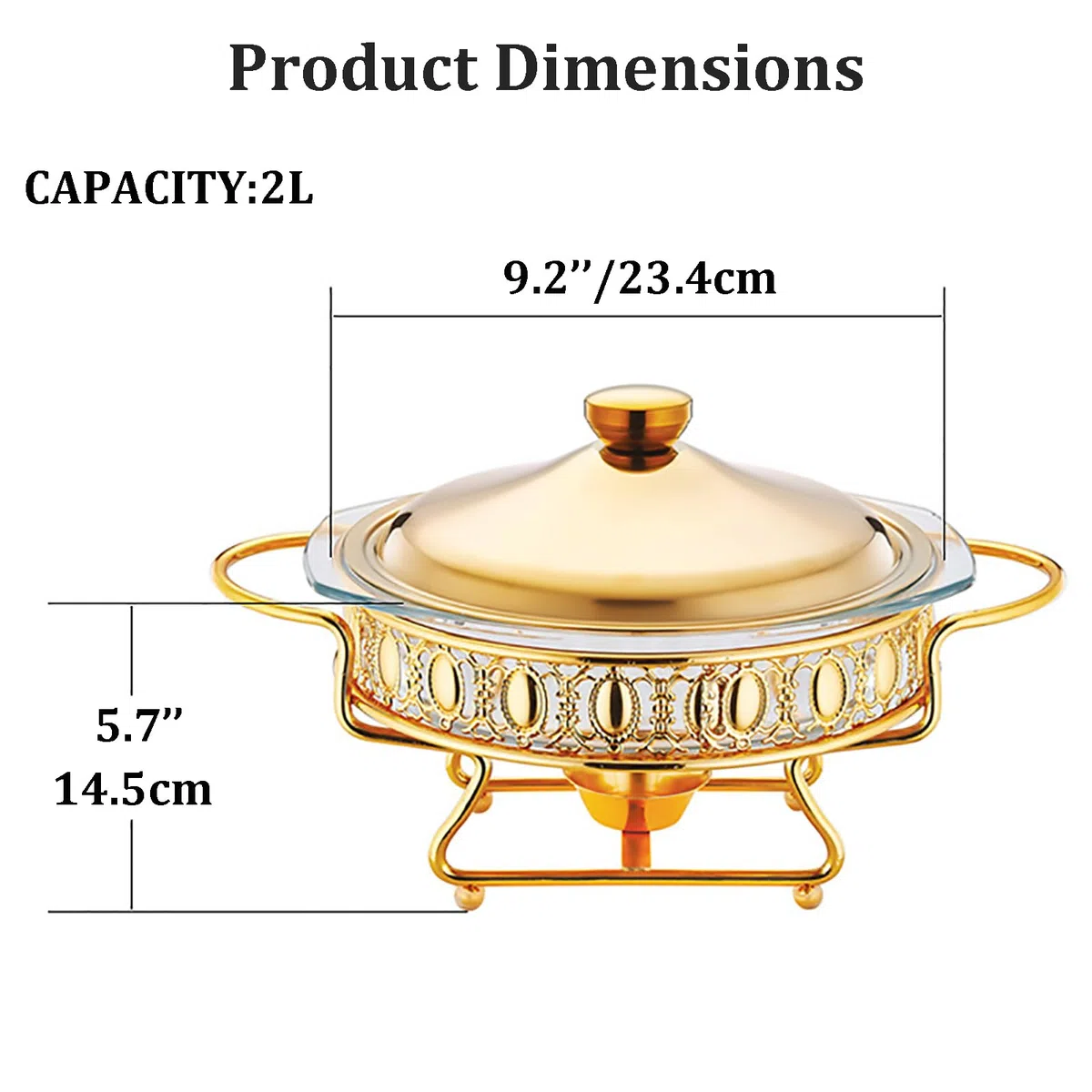 Juego de 4 platos para rozaduras – Calentador de buffet con bandejas de vidrio para catering, fiestas, bodas y cenas, ideal para exhibición de alimentos y servir